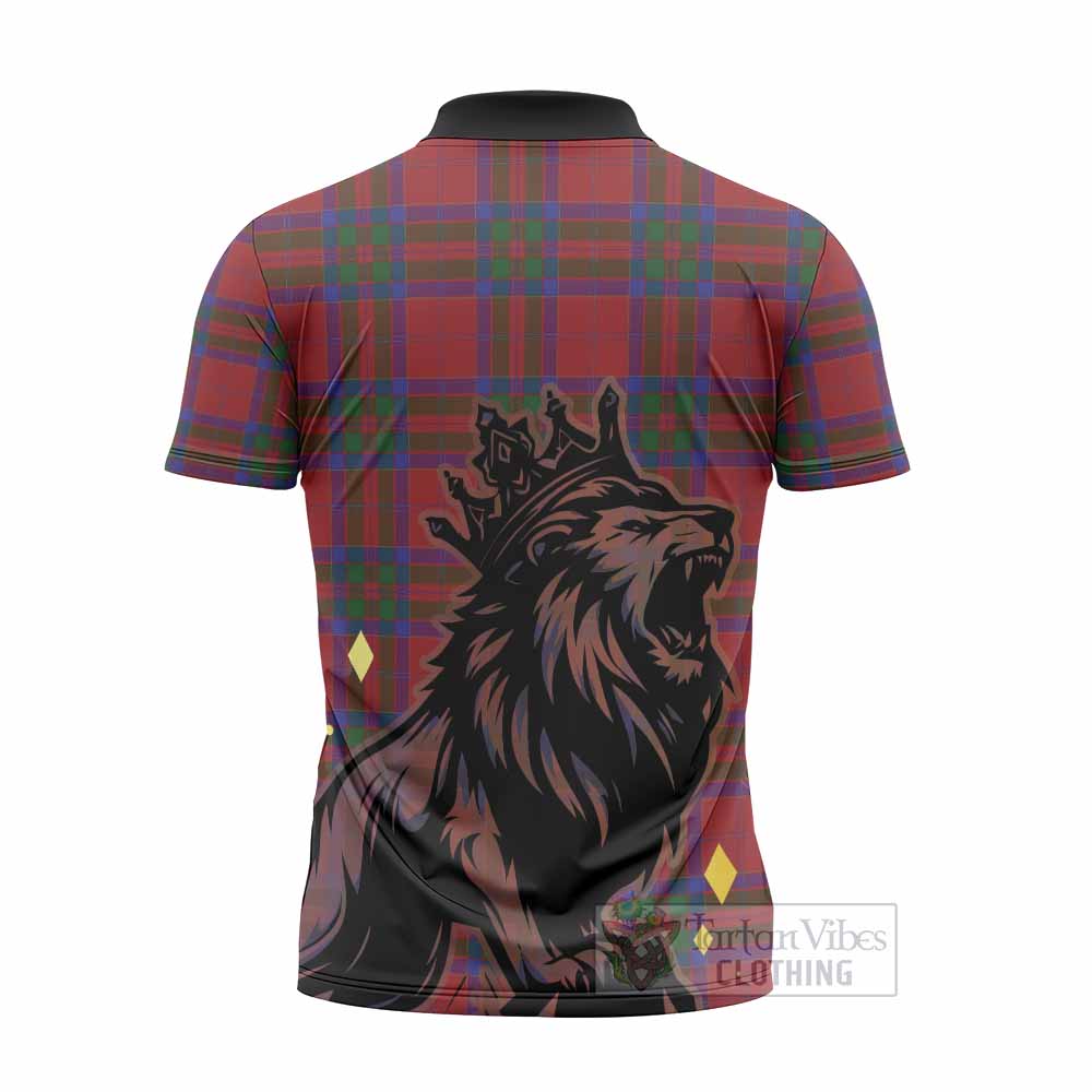 MacGillivray (McGillivray) Tartan Family Crest Zipper Polo Shirt Crowned Lion Roaring