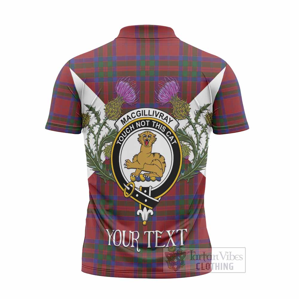 MacGillivray (McGillivray) Tartan Family Crest Zipper Polo Shirt Scottish Burns Night Thistle Floral