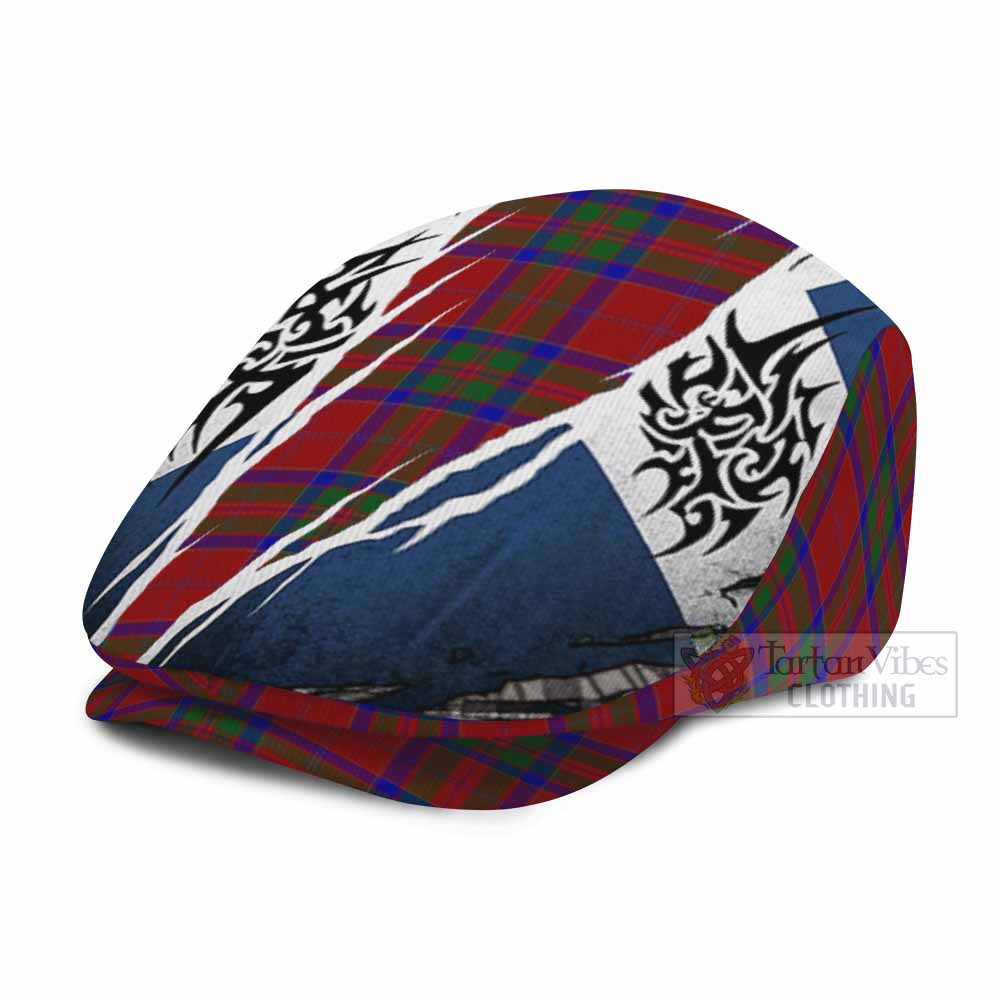 MacGillivray (McGillivray) Tartan Flat Cap, Jeff Cap Scotland Flag Ripped Tribal Design