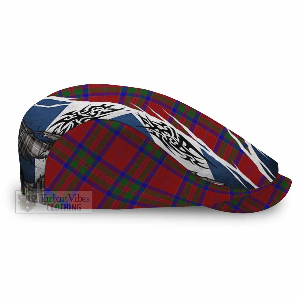 MacGillivray (McGillivray) Tartan Flat Cap, Jeff Cap Scotland Flag Ripped Tribal Design