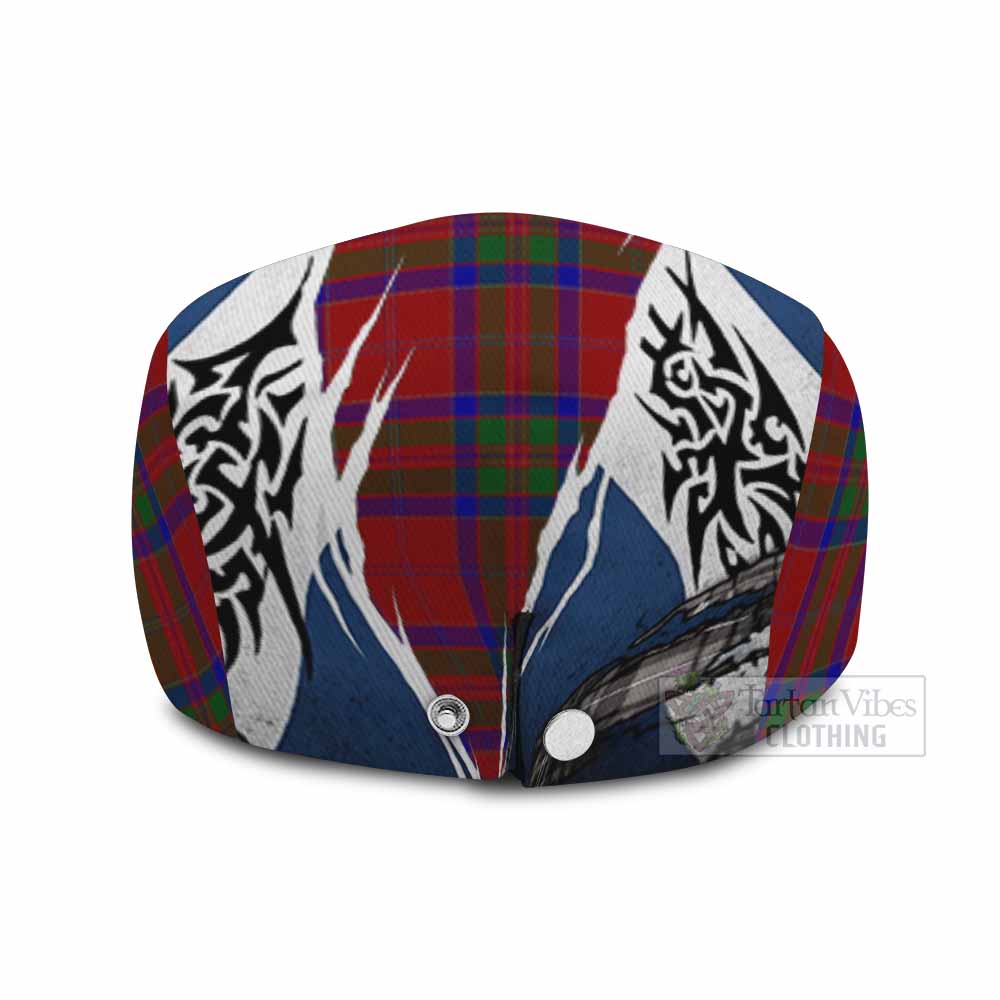 MacGillivray (McGillivray) Tartan Flat Cap, Jeff Cap Scotland Flag Ripped Tribal Design