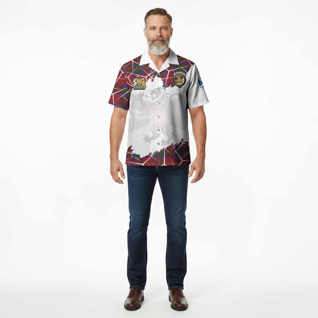 MacGillivray (McGillivray) Tartan Hawaiian Shirt with Family Crest and Lion Rampant Grunge Style