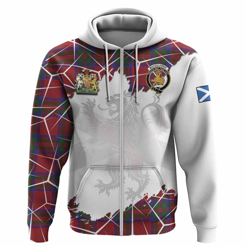 MacGillivray (McGillivray) Tartan Hoodie with Family Crest and Lion Rampant Grunge Style