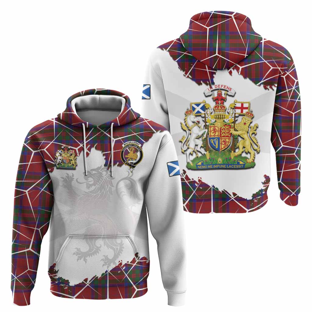 MacGillivray (McGillivray) Tartan Hoodie with Family Crest and Lion Rampant Grunge Style