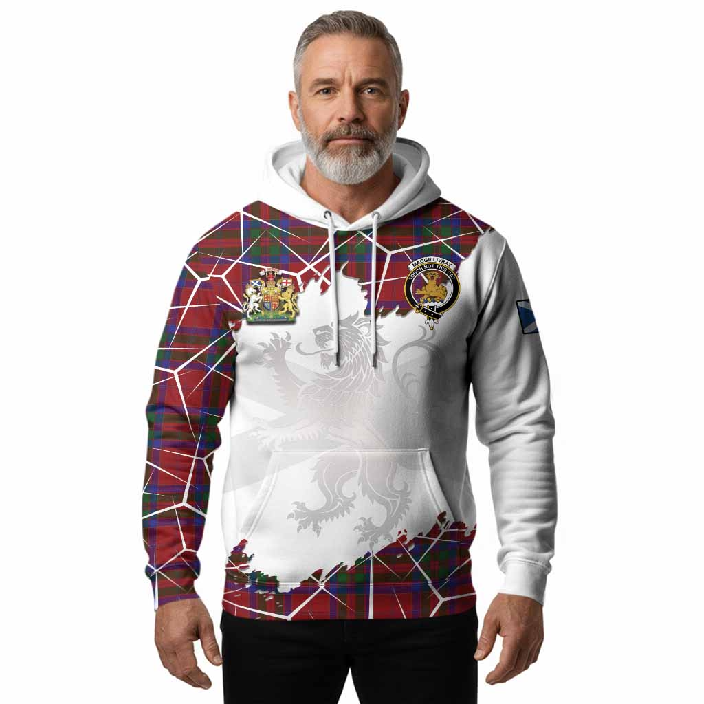 MacGillivray (McGillivray) Tartan Hoodie with Family Crest and Lion Rampant Grunge Style