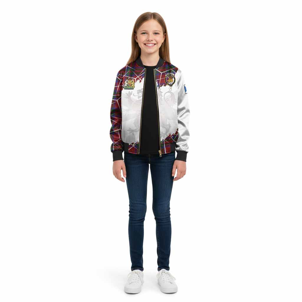 MacGillivray (McGillivray) Tartan Kid Bomber Jacket with Family Crest and Lion Rampant Grunge Style