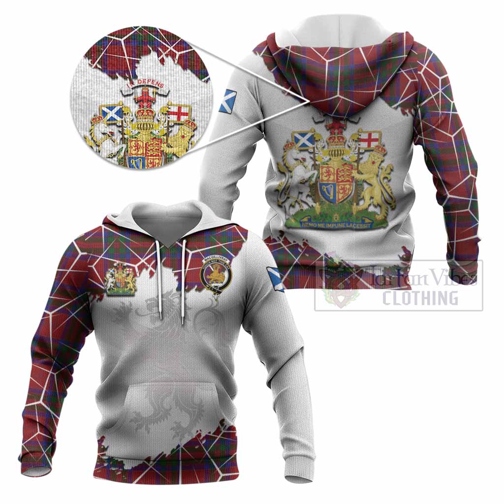 MacGillivray (McGillivray) Tartan Knitted Hoodie with Family Crest and Lion Rampant Grunge Style