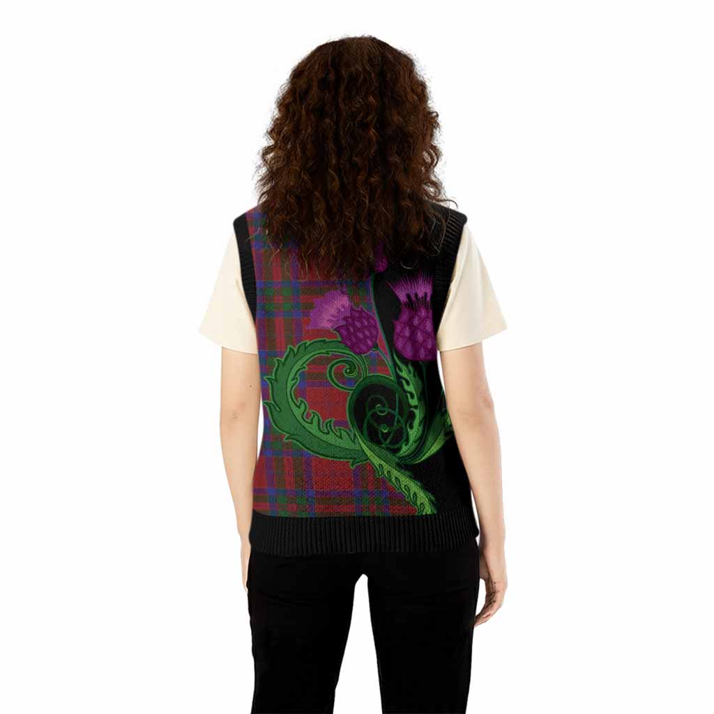 MacGillivray (McGillivray) Tartan Knitted V-Neck Vest Traditional Scottish Thistle