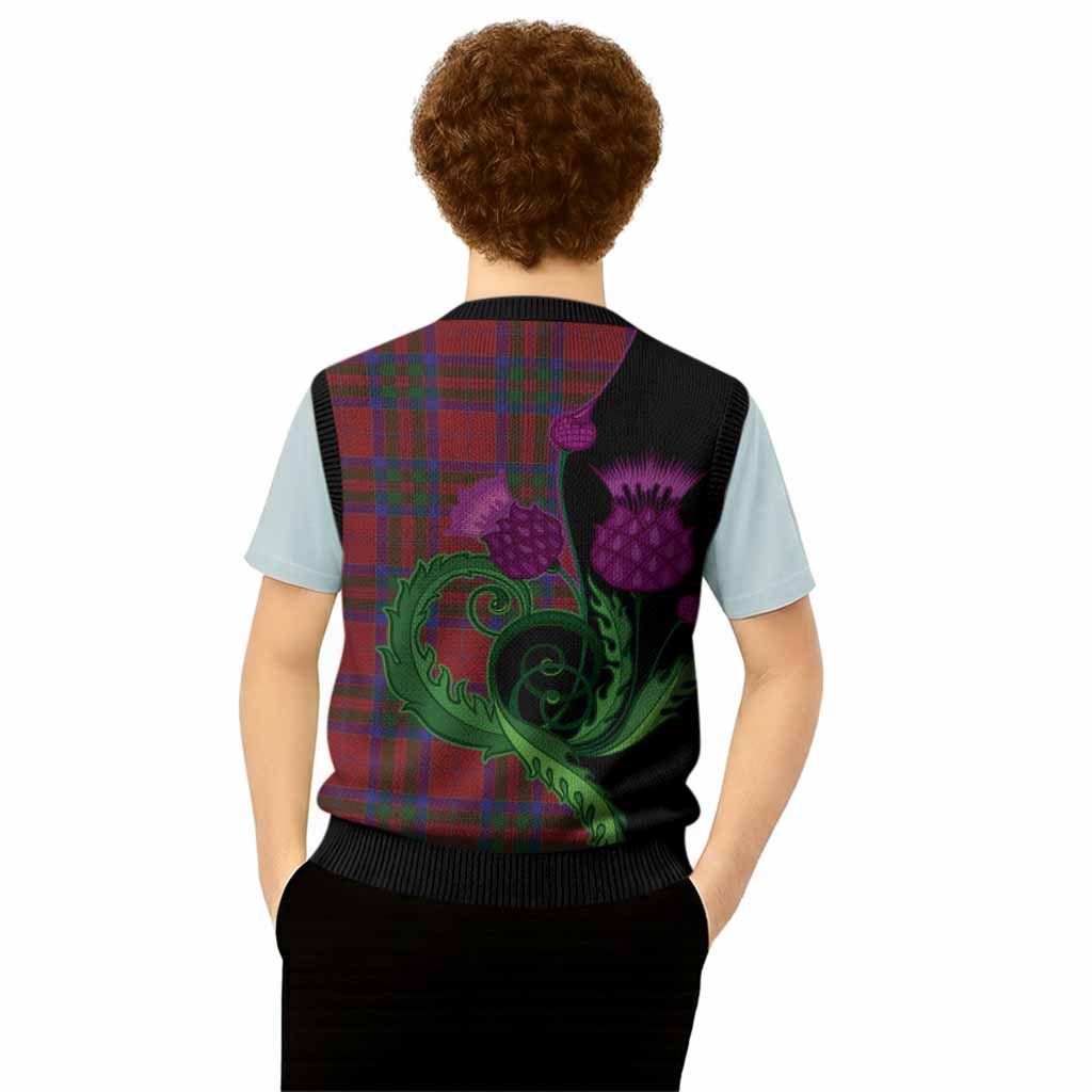 MacGillivray (McGillivray) Tartan Knitted V-Neck Vest Traditional Scottish Thistle