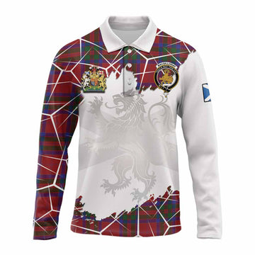 MacGillivray (McGillivray) Tartan Long Sleeve Polo Shirt with Family Crest and Lion Rampant Grunge Style