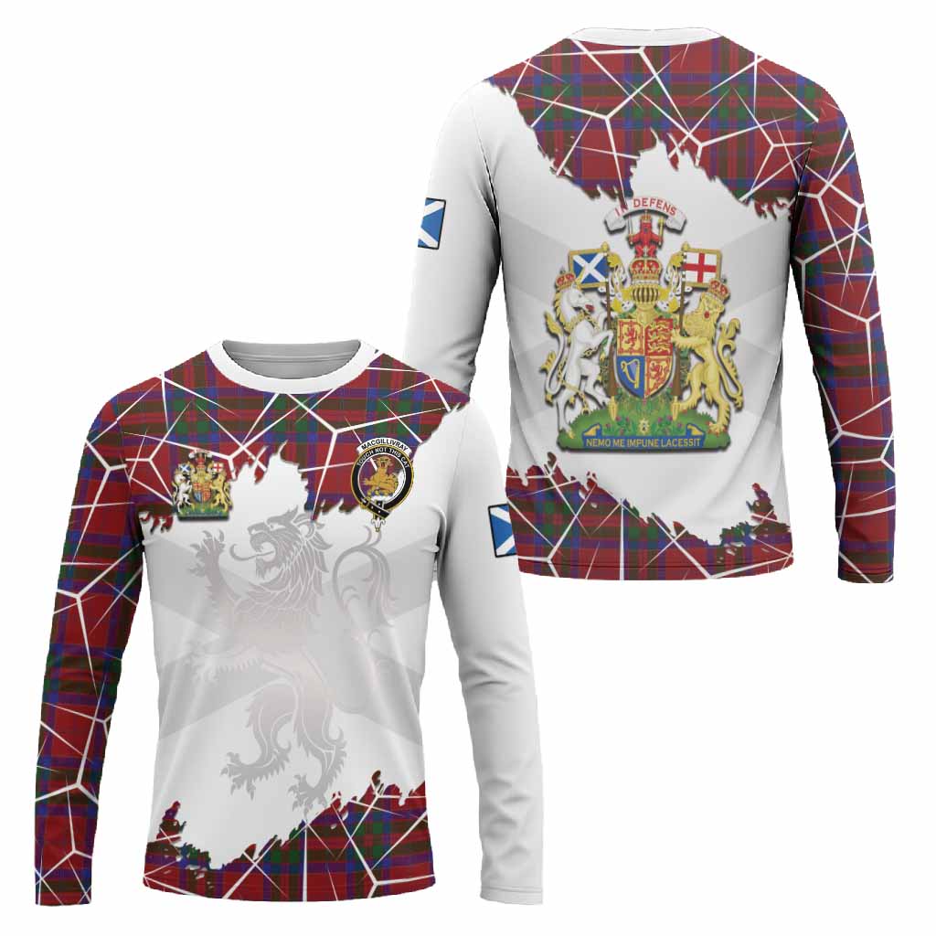 MacGillivray (McGillivray) Tartan Long Sleeve T-Shirt with Family Crest and Lion Rampant Grunge Style