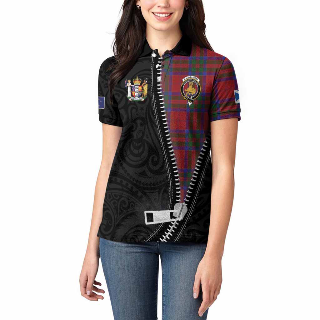 MacGillivray (McGillivray) Tartan Women Polo Shirt New Zealand Pattern Unique Zipper Stylized