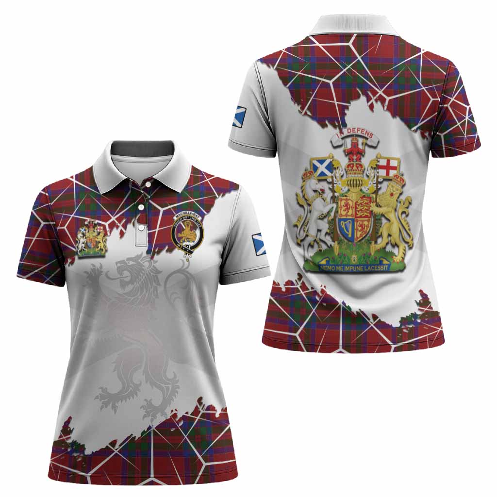 MacGillivray (McGillivray) Tartan Women Polo Shirt with Family Crest and Lion Rampant Grunge Style