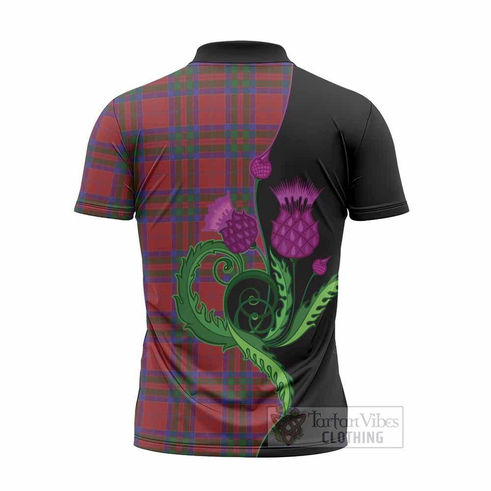 MacGillivray (McGillivray) Tartan Zipper Polo Shirt Traditional Scottish Thistle