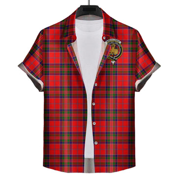 MacGillivray Modern Tartan Short Sleeve Button Down Shirt with Family Crest