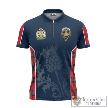 MacGillivray Modern Tartan Zipper Polo Shirt with Family Crest and Scottish Thistle Vibes Sport Style