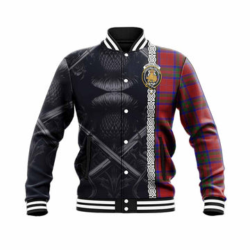MacGilvery (McGilvery) Tartan Baseball Jacket with Family Crest Cross Sword Thistle Celtic Vibes Unisex - Tartan Vibes Clothing