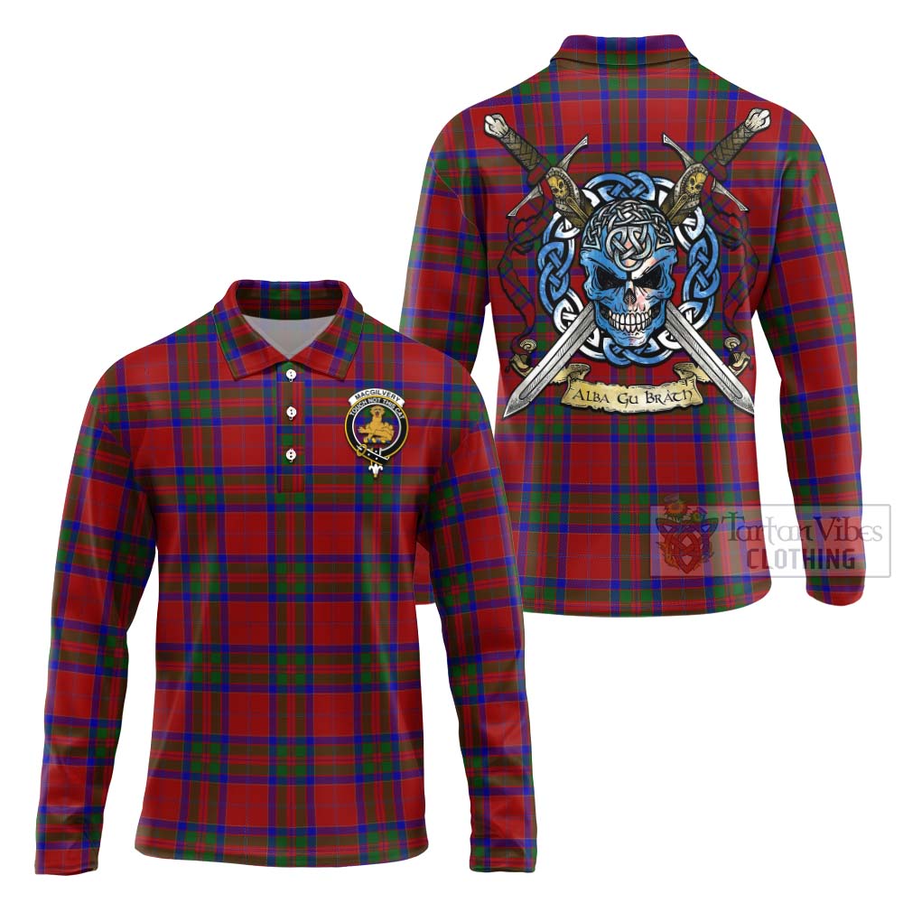 MacGilvery (McGilvery) Tartan Long Sleeve Polo Shirt with Family Crest Celtic Skull Style Unisex - Tartan Vibes Clothing