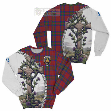 MacGilvery (McGilvery) Tartan Sweatshirt with Family Crest and St. Andrew's Cross Accented by Thistle Vines Unisex - Tartan Vibes Clothing
