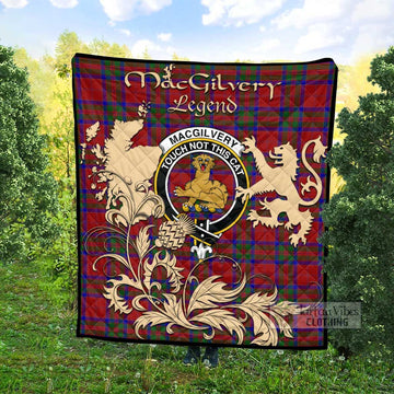 Tartan Vibes Clothing MacGilvery (McGilvery) Tartan Quilt with Family Crest and Scottish Symbol Style