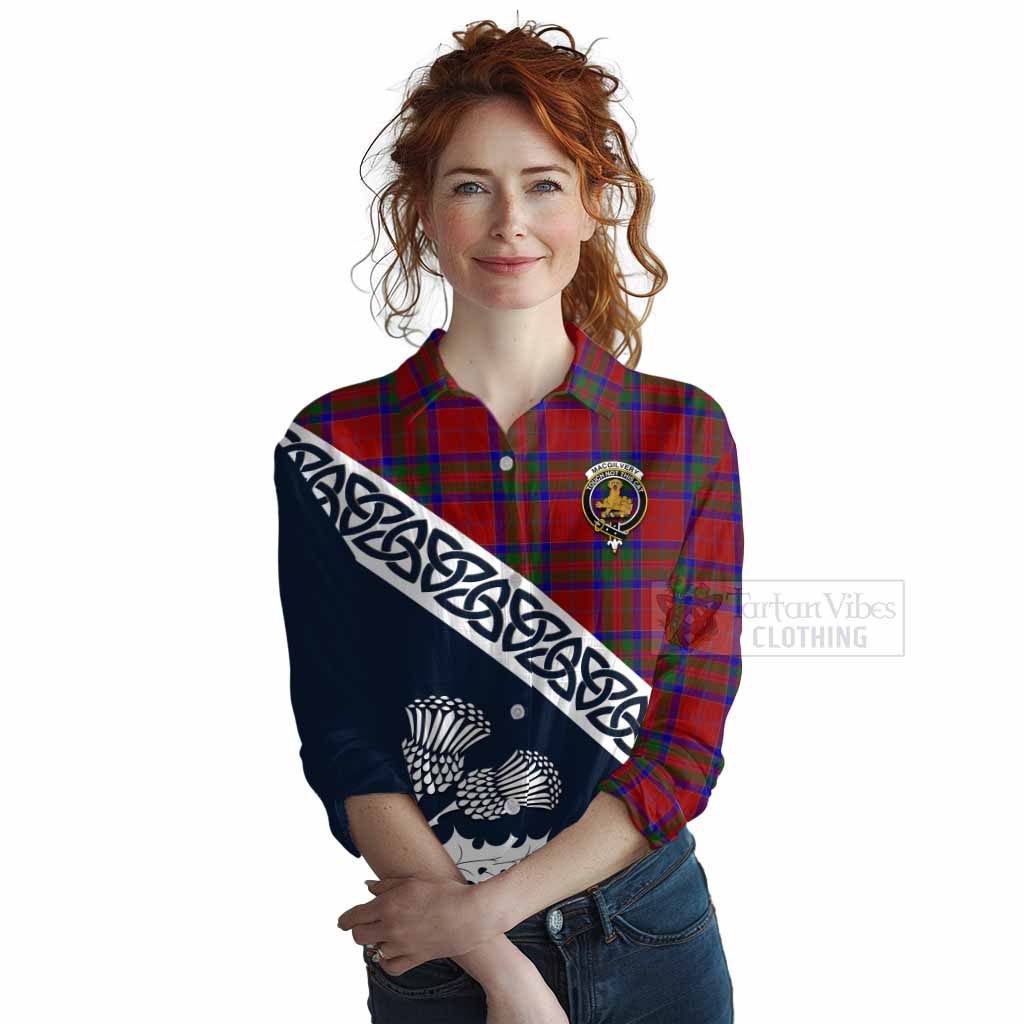 MacGilvery (McGilvery) Tartan Women's Casual Shirt Featuring Thistle and Scotland Map Female - Tartan Vibes Clothing