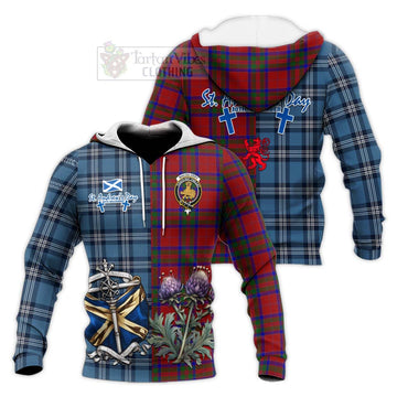 MacGilvery (McGilvery) Tartan Knitted Hoodie Happy St. Andrew's Day Half Tartan Style Unisex Knitted Pullover Hoodie - Tartan Vibes Clothing