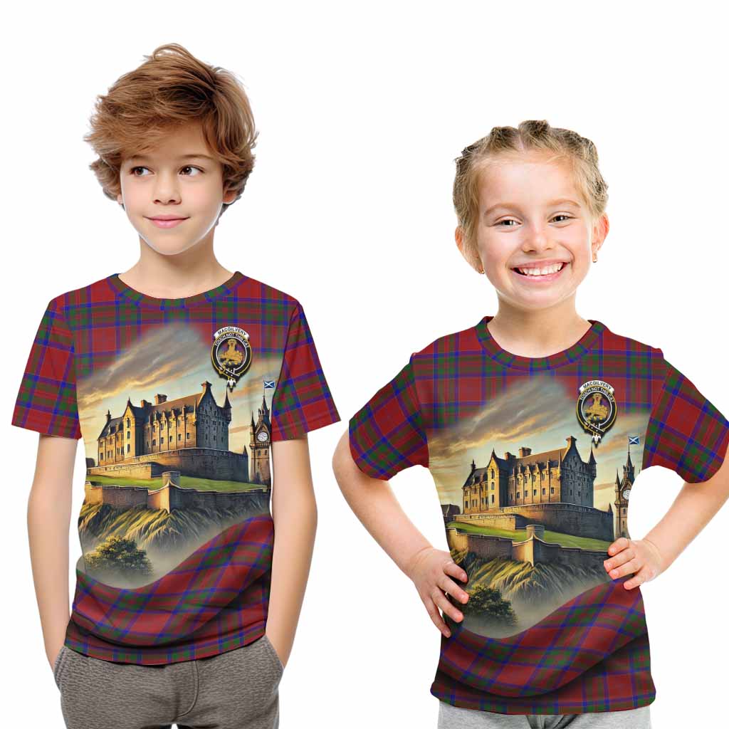 MacGilvery (McGilvery) Tartan Family Crest Kid T-Shirt with Scottish Ancient Castle Style Youth XL Size14 - Tartan Vibes Clothing