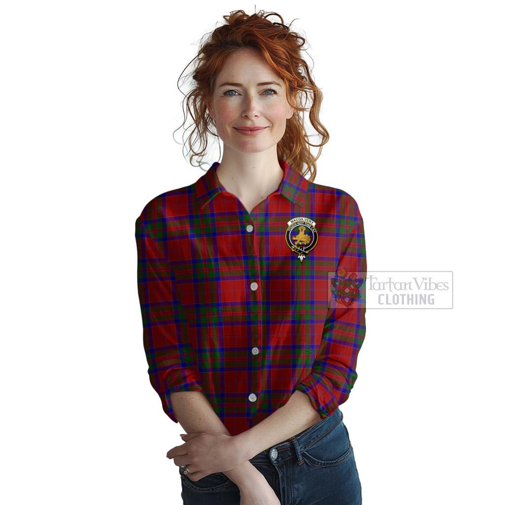 MacGilvery (McGilvery) Tartan Women's Casual Shirt with Family Crest Celtic Skull Style Female - Tartan Vibes Clothing