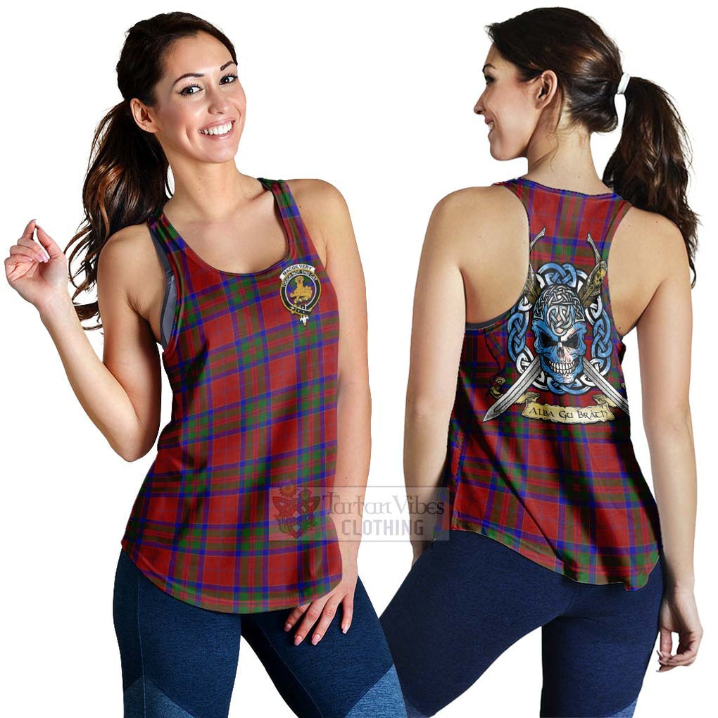 MacGilvery (McGilvery) Tartan Women's Racerback Tanks with Family Crest Celtic Skull Style 4XL - Tartan Vibes Clothing