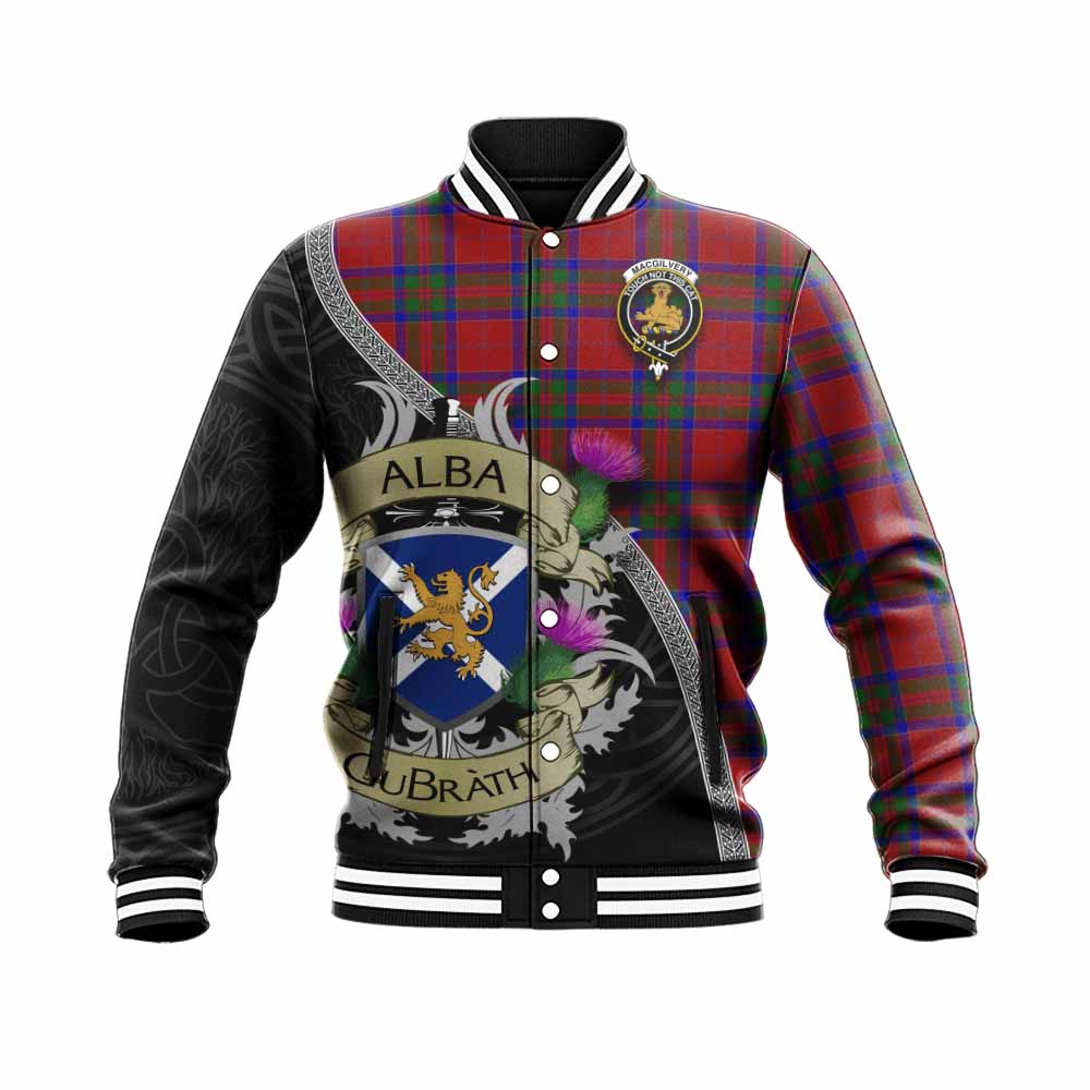 MacGilvery (McGilvery) Tartan Family Crest Baseball Jacket Lion Rampant Royal Thistle Shield Celtic Inspired Unisex - Tartan Vibes Clothing