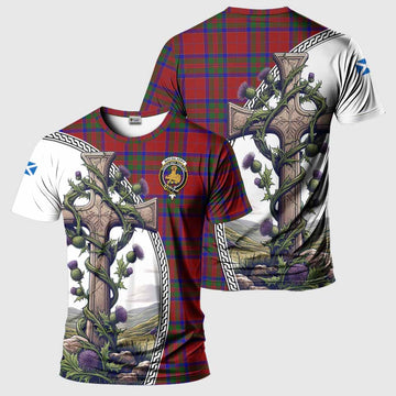 MacGilvery (McGilvery) Tartan T-Shirt with Family Crest and St. Andrew's Cross Accented by Thistle Vines Kid's Shirt - Tartan Vibes Clothing