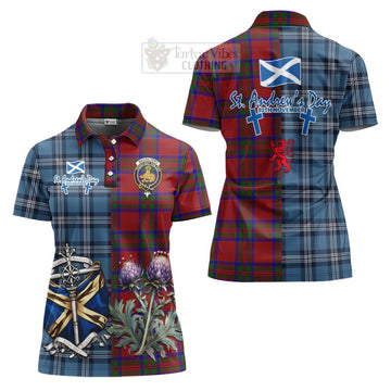MacGilvery (McGilvery) Tartan Women's Polo Shirt Happy St. Andrew's Day Half Tartan Style Women - Tartan Vibes Clothing