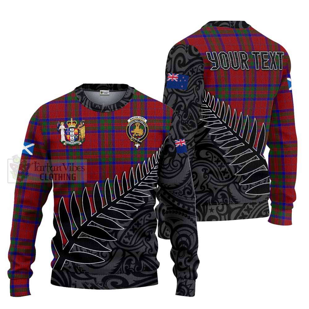 Tartan Vibes Clothing MacGilvery (McGilvery) Crest Tartan Knitted Sweater with New Zealand Silver Fern Half Style