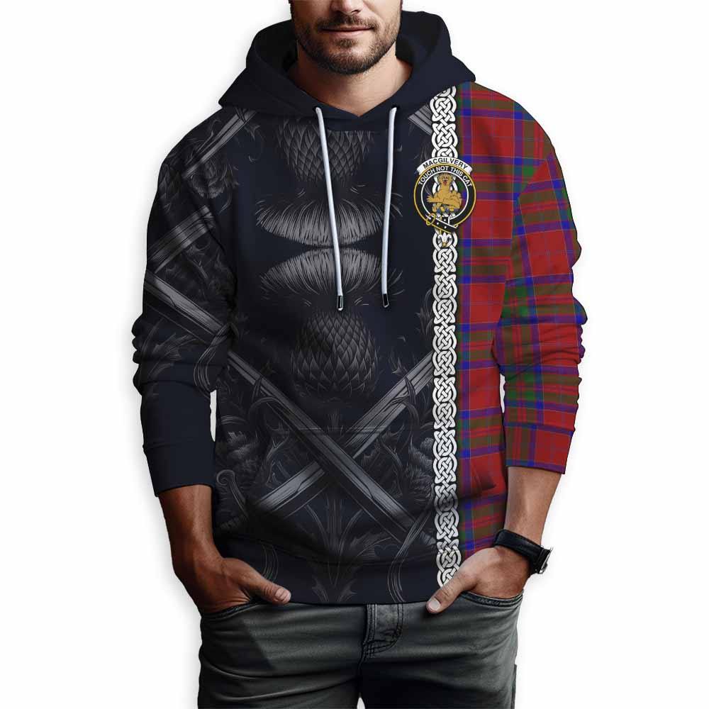 MacGilvery (McGilvery) Tartan Hoodie with Family Crest Cross Sword Thistle Celtic Vibes Pullover Hoodie - Tartan Vibes Clothing