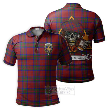 MacGilvery (McGilvery) Tartan Polo Shirt with Family Crest and Bearded Skull Holding Bottles of Whiskey Kid - Tartan Vibes Clothing