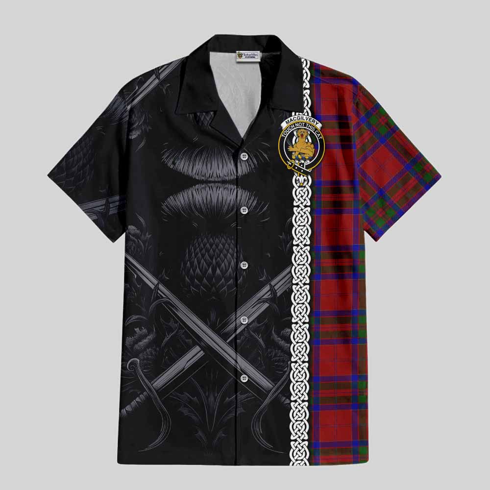 MacGilvery (McGilvery) Tartan Hawaiian Shirt with Family Crest Cross Sword Thistle Celtic Vibes Kid - Tartan Vibes Clothing
