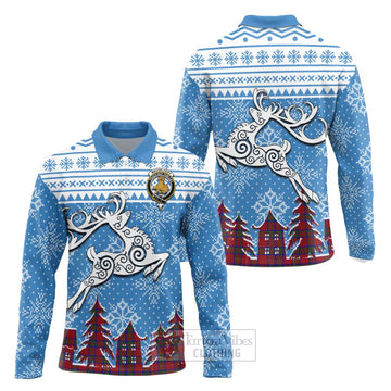 MacGilvery (McGilvery) Clan Christmas Long Sleeve Polo Shirt Celtic Reindeer Style Unisex - Tartan Vibes Clothing