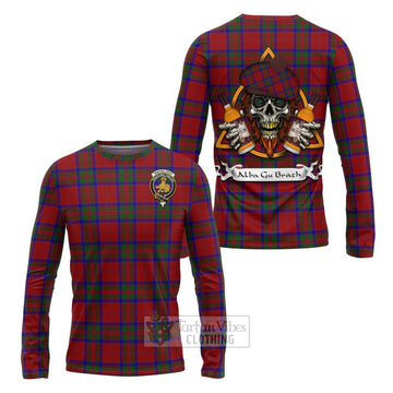 MacGilvery (McGilvery) Tartan Long Sleeve T-Shirt with Family Crest and Bearded Skull Holding Bottles of Whiskey Unisex - Tartan Vibes Clothing