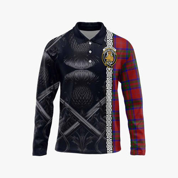 MacGilvery (McGilvery) Tartan Long Sleeve Polo Shirt with Family Crest Cross Sword Thistle Celtic Vibes Unisex - Tartan Vibes Clothing