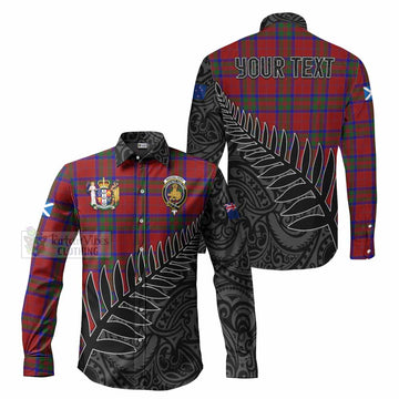 Tartan Vibes Clothing MacGilvery (McGilvery) Crest Tartan Long Sleeve Button Shirt with New Zealand Silver Fern Half Style