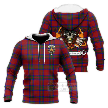 MacGilvery (McGilvery) Tartan Knitted Hoodie with Family Crest and Bearded Skull Holding Bottles of Whiskey Unisex Knitted Pullover Hoodie - Tartan Vibes Clothing