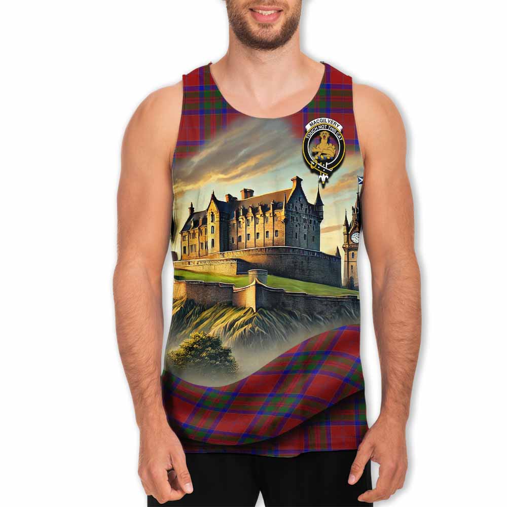 MacGilvery (McGilvery) Tartan Family Crest Men's Tank Top with Scottish Ancient Castle Style Men - Tartan Vibes Clothing