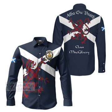 MacGilvery (McGilvery) Tartan Lion Rampant Long Sleeve Button Shirt Proudly Display Your Heritage with Alba Gu Brath and Clan Name Men's Shirt S - Tartan Vibes Clothing