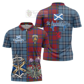 MacGilvery (McGilvery) Tartan Zipper Polo Shirt Happy St. Andrew's Day Half Tartan Style Unisex - Tartan Vibes Clothing