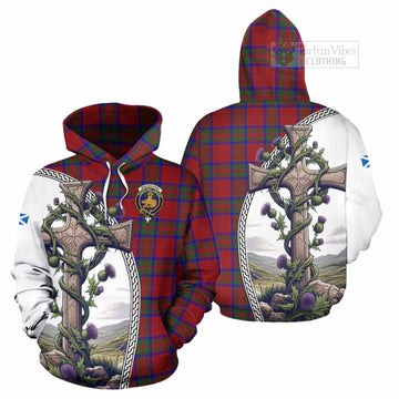 MacGilvery (McGilvery) Tartan Hoodie with Family Crest and St. Andrew's Cross Accented by Thistle Vines Zip Hoodie - Tartan Vibes Clothing