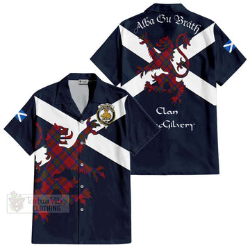 MacGilvery (McGilvery) Tartan Lion Rampant Hawaiian Shirt Proudly Display Your Heritage with Alba Gu Brath and Clan Name Kid - Tartan Vibes Clothing
