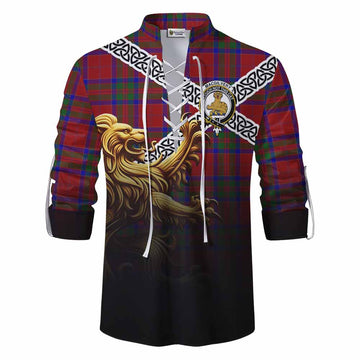 MacGilvery (McGilvery) Crest Tartan Ghillie Kilt Shirt with Golden Lion Emblem Celtic Style Men - Tartan Vibes Clothing