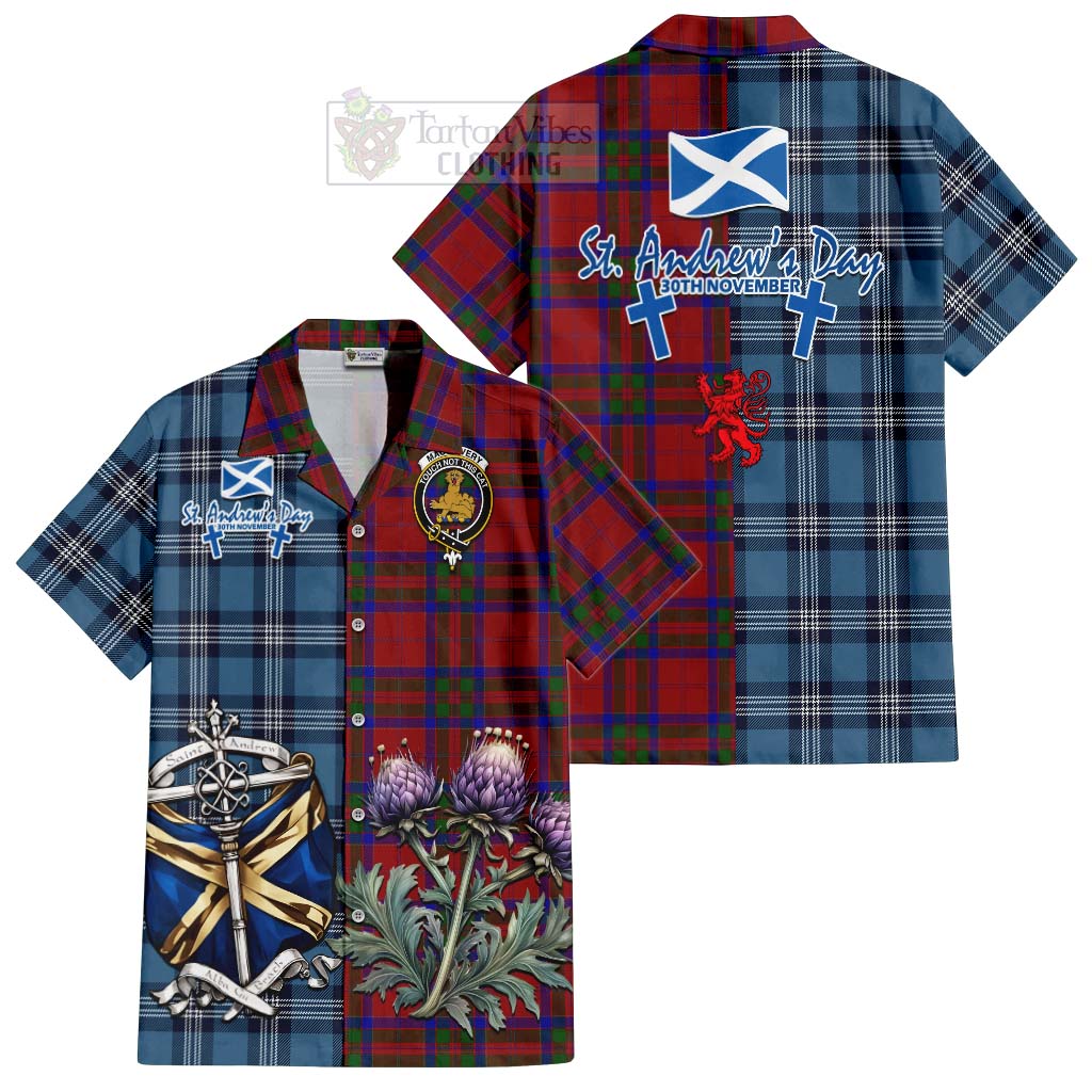 MacGilvery (McGilvery) Tartan Hawaiian Shirt Happy St. Andrew's Day Half Tartan Style Kid - Tartan Vibes Clothing