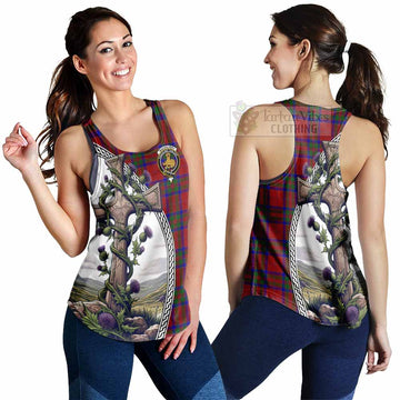 MacGilvery (McGilvery) Tartan Women's Racerback Tanks with Family Crest and St. Andrew's Cross Accented by Thistle Vines 4XL - Tartan Vibes Clothing
