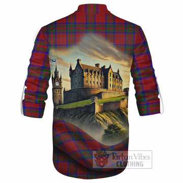 MacGilvery (McGilvery) Tartan Family Crest Ghillie Kilt Shirt with Scottish Ancient Castle Style - Tartan Vibes Clothing